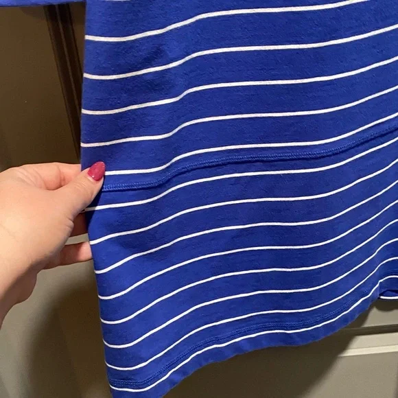 Talbots Knit Dress Pink Blue Stripe 3 4 Sleeve Casual Work Travel Dress L - Picture 5 of 8